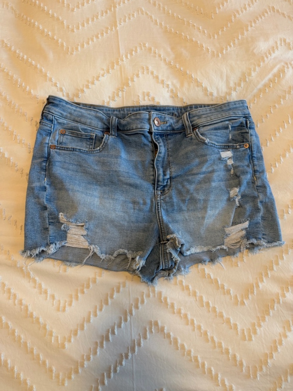 American Eagle Outfitters Light Blue Distressed Denim Shorts